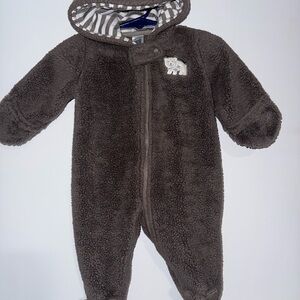 Carter’s Cozy Brown Fleece Baby One Piece 3 months